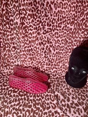 Hot pink jelly glitter mesh flats